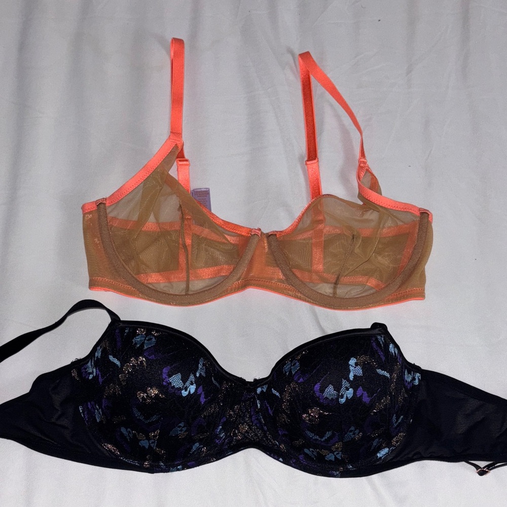 Savage X Fenty Coral and Tan Sheer Bra